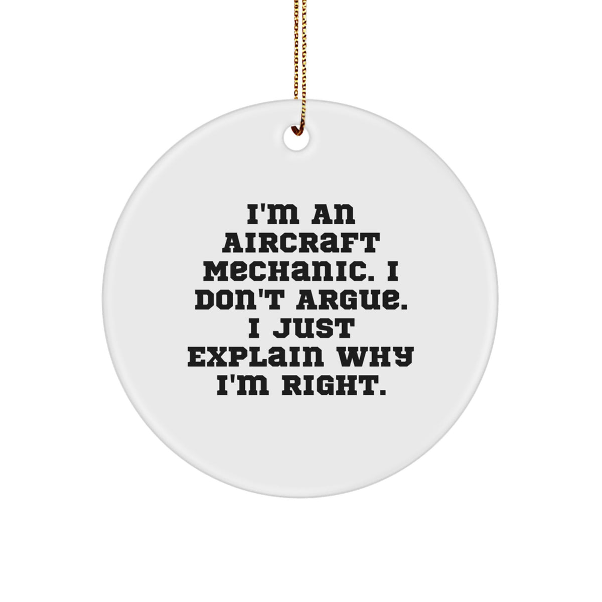 Favorite Aircraft Mechanic Christmas Ornament Gift - I Don't Argue, I - Image 1
