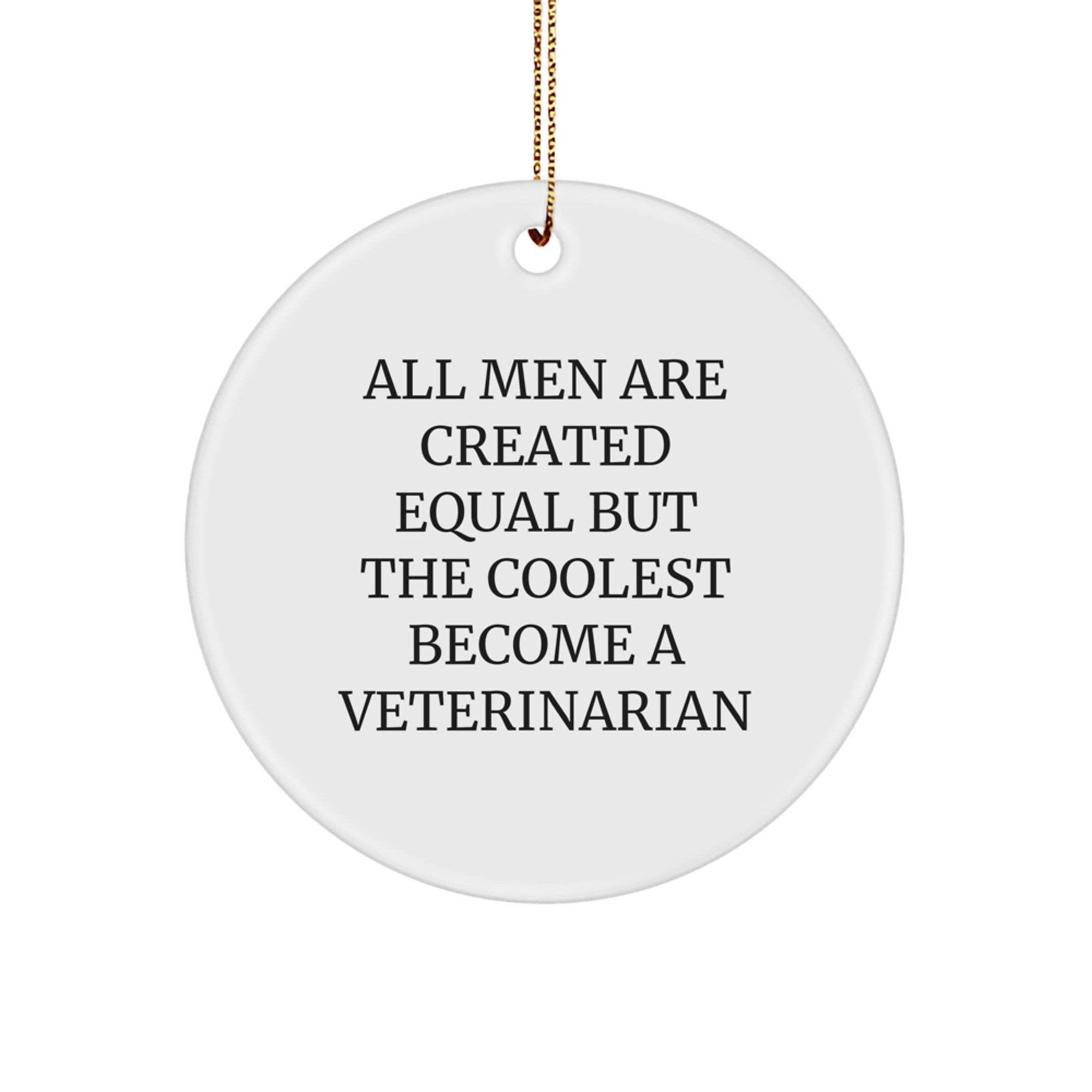 Funny Veterinarian Gifts from Men - Coolest Become A Veterinarian Christmas Unique Decorations Circle Ornament - Image 1