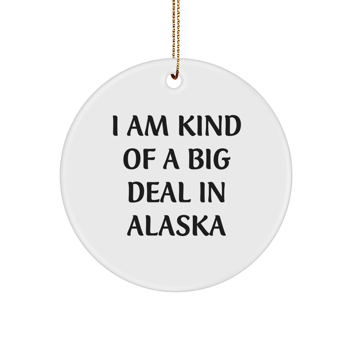 Alaska Christmas Unique Gifts from Men to Friends - Funny Circle Ornament with &#39;I Am Kind Of A Prime Selection In Alaska&#39; Quote - Image 1