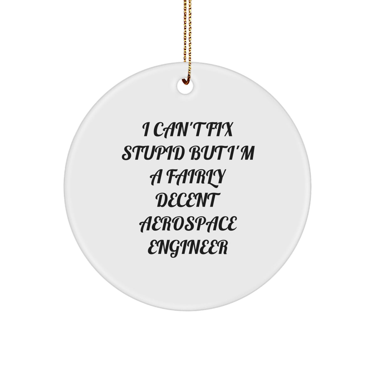 Funny Gift for Aerospace Engineer Men Friends Coworkers, Unique Circle Ornament 'I Can't Fix Stupid But I'm A Fairly Decent Aerospace Engineer' Christmas Unique Gifts - Image 1