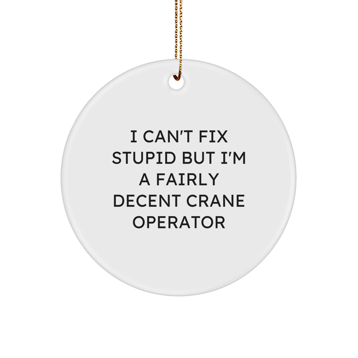 Crane Operator Gifts for Men Funny Quote Circle Ornament, I'm a Fairly Decent Crane Operator, Christmas Unique Gifts from Friends to Family - Image 1