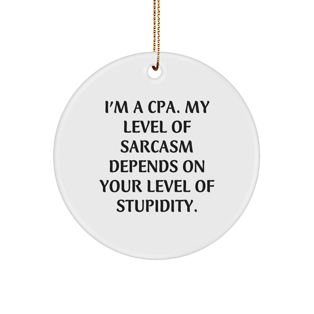 Funny CPA Gifts from Friends, White Circle Ornament, Sarcasm Humor for Christmas Unique Presents - Image 1