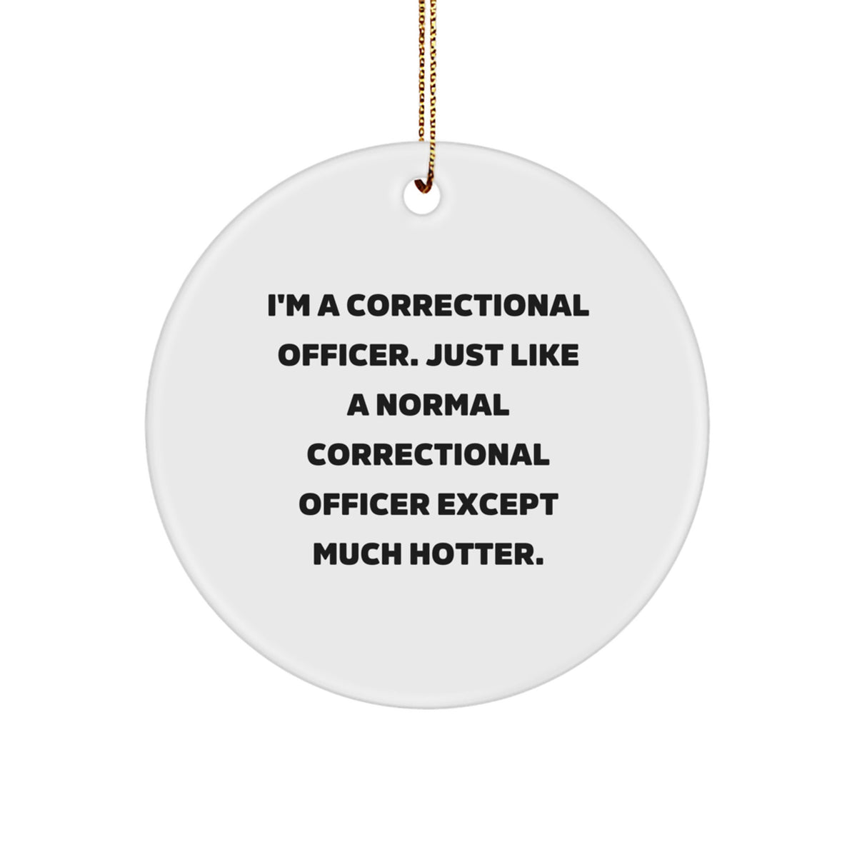 Funny Correctional Officer Gifts for Men - I'm A Hot Correctional Officer Except Much Hotter Circle Ornament, Christmas Unique Gifts from Friends to Correctional Officer Family - Image 1