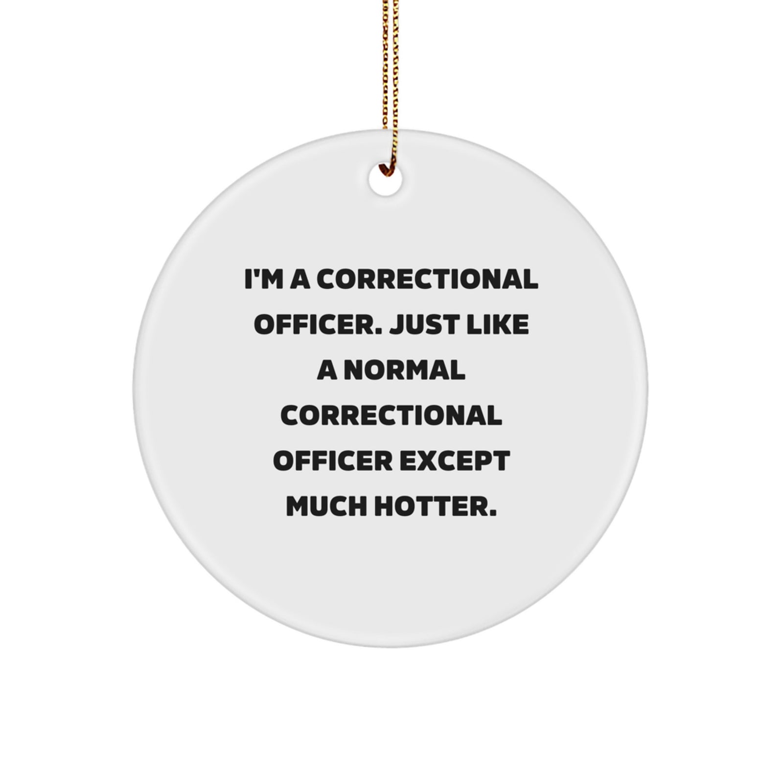 Funny Correctional Officer Gifts for Men - I'm A Hot Correctional Officer Except Much Hotter Circle Ornament, Christmas Unique Gifts from Friends to Correctional Officer Family - Image 1