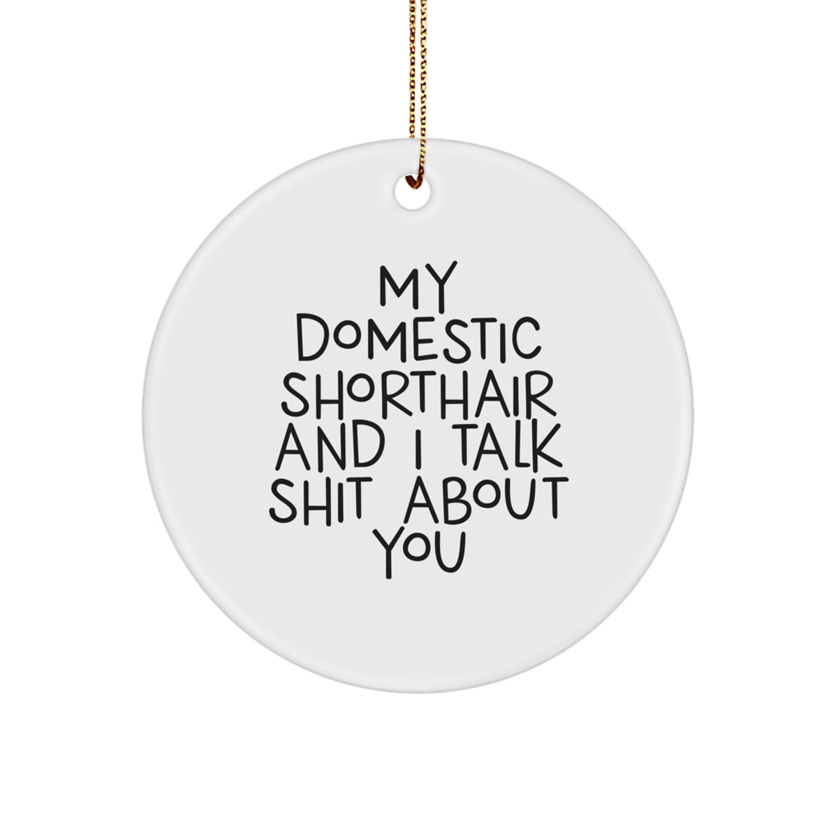 Funny Domestic Shorthair Cat Circle Ornament Gifts from Friends, for Christmas, Unique Circle Ornament with My Domestic Shorthair And I Talk Shit About You - Image 1
