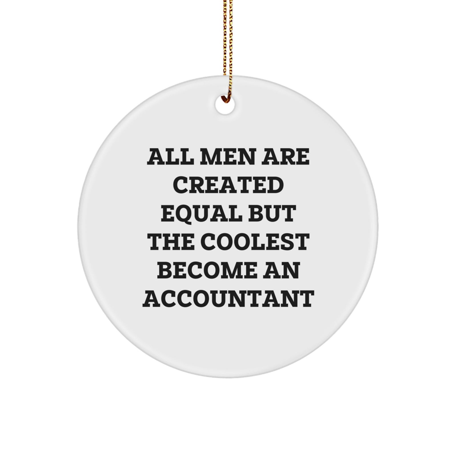 Funny Accountant Gifts, Christmas Unique Ornaments for Men, Inspirational Circle Decor Quote 'All Men Are Created Equal But The Coolest Become An Accountant' - Image 1