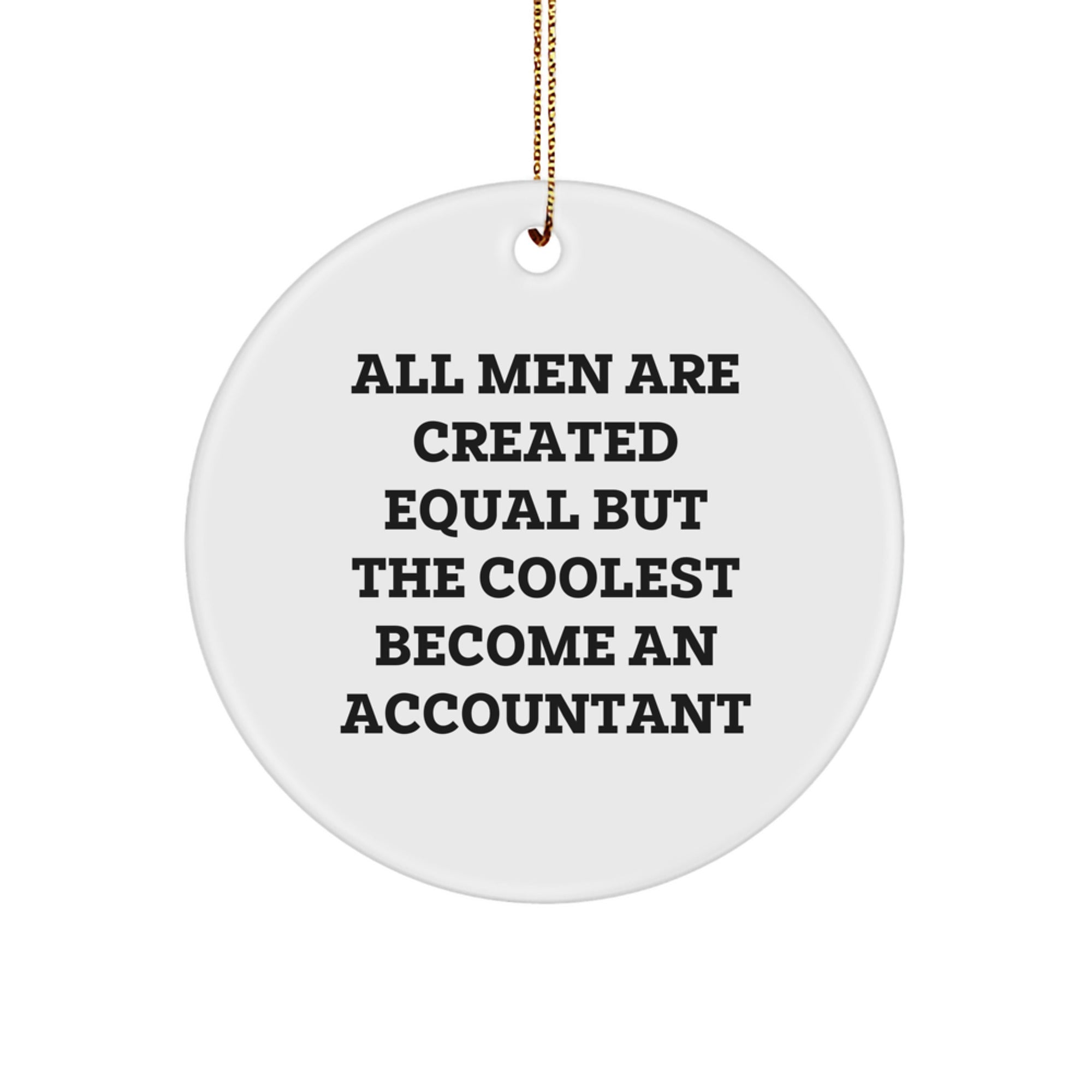 Funny Accountant Gifts, Christmas Unique Ornaments for Men, Inspirational Circle Decor Quote 'All Men Are Created Equal But The Coolest Become An Accountant' - Image 1