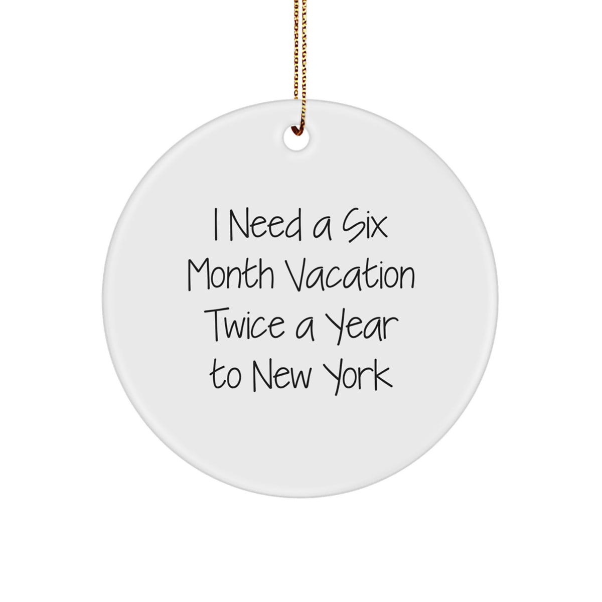 New York Circle Ornament, Funny Gift for Friends from New York, Unique Christmas Decorations for Men Women Family - Image 1