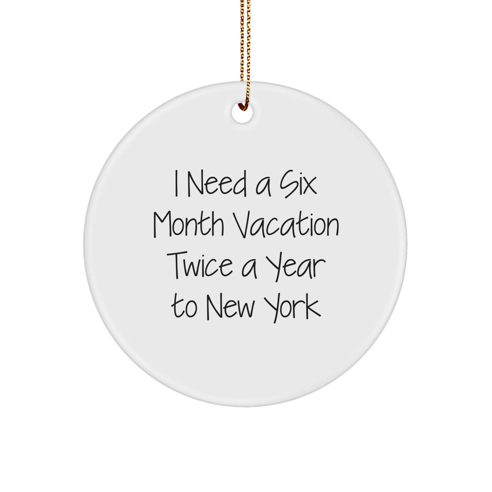 New York Circle Ornament, Funny Gift for Friends from New York, Unique Christmas Decorations for Men Women Family - Image 1