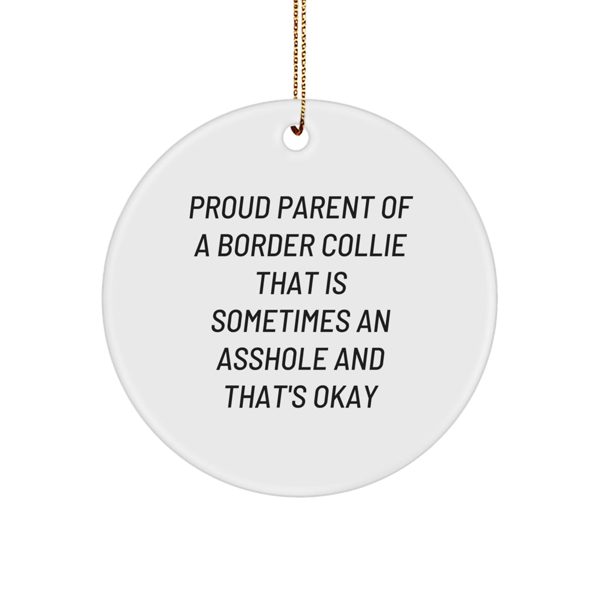 Funny Border Collie Dog Gifts for Men Funny Circle Ornament Proud Parent Quote, Unique Christmas Unique Gifts from Mom to Dog Lover, Funny Christmas Unique Gifts for Family - Image 1