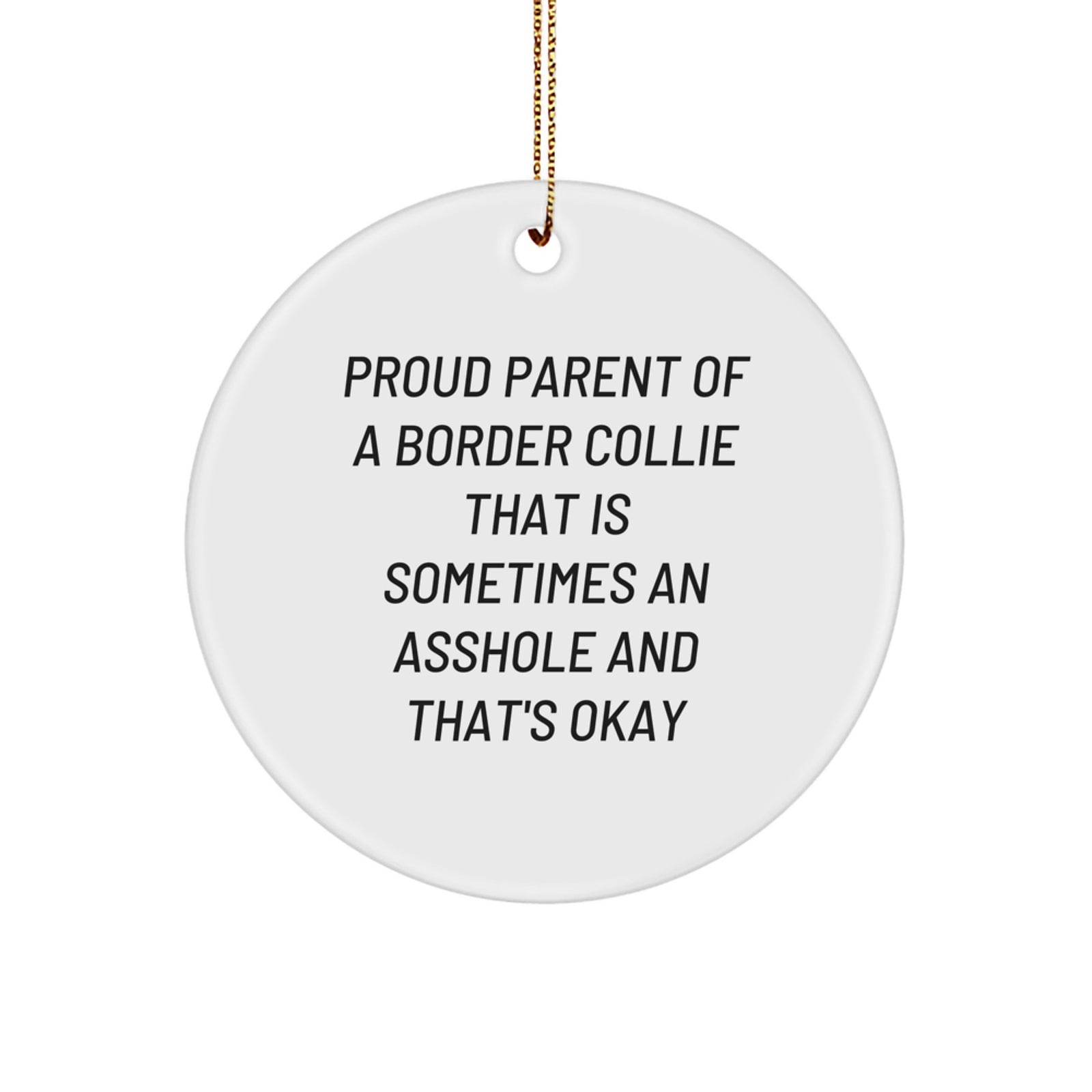 Funny Border Collie Dog Gifts for Men Funny Circle Ornament Proud Parent Quote, Unique Christmas Unique Gifts from Mom to Dog Lover, Funny Christmas Unique Gifts for Family - Image 1