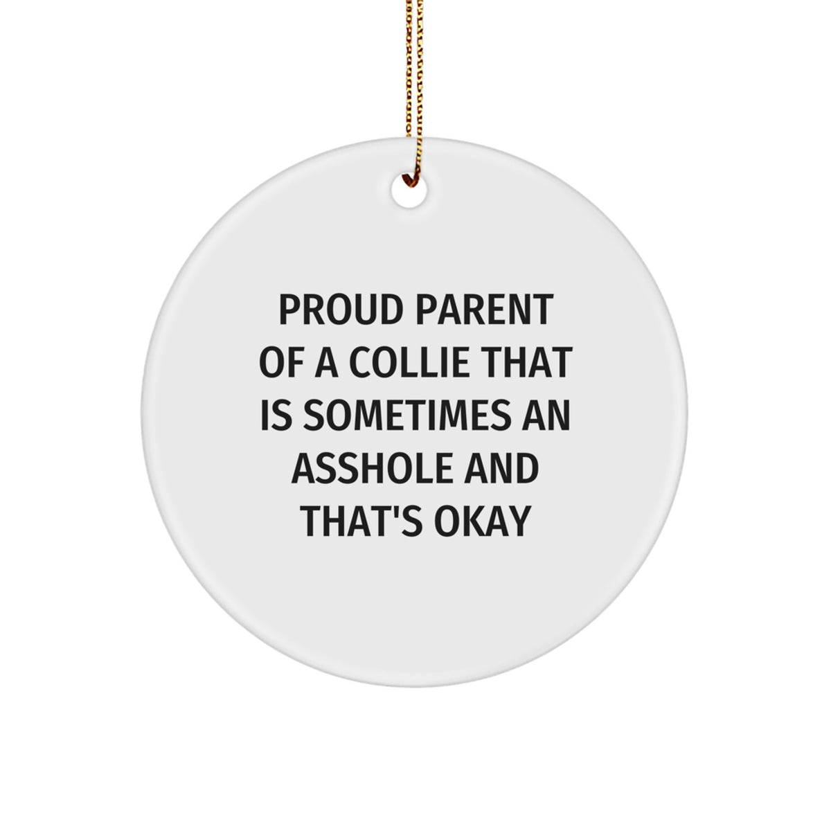 Funny Collie Dog Lover Christmas Circle Ornament Gifts from Mom to Proud Collie Dog Owners - Image 1