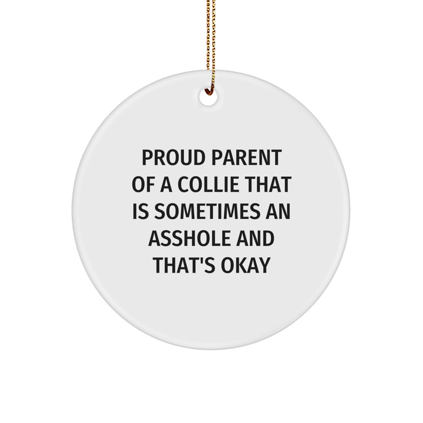 Funny Collie Dog Lover Christmas Circle Ornament Gifts from Mom to Proud Collie Dog Owners - Image 1
