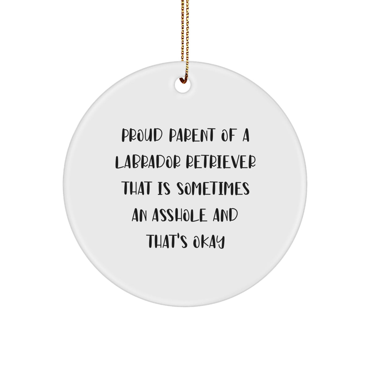 Gifts from Family Members, Funny Labrador Retriever Dog Christmas Decorations, Circle Ornament - Proud Parent Quote - Image 1