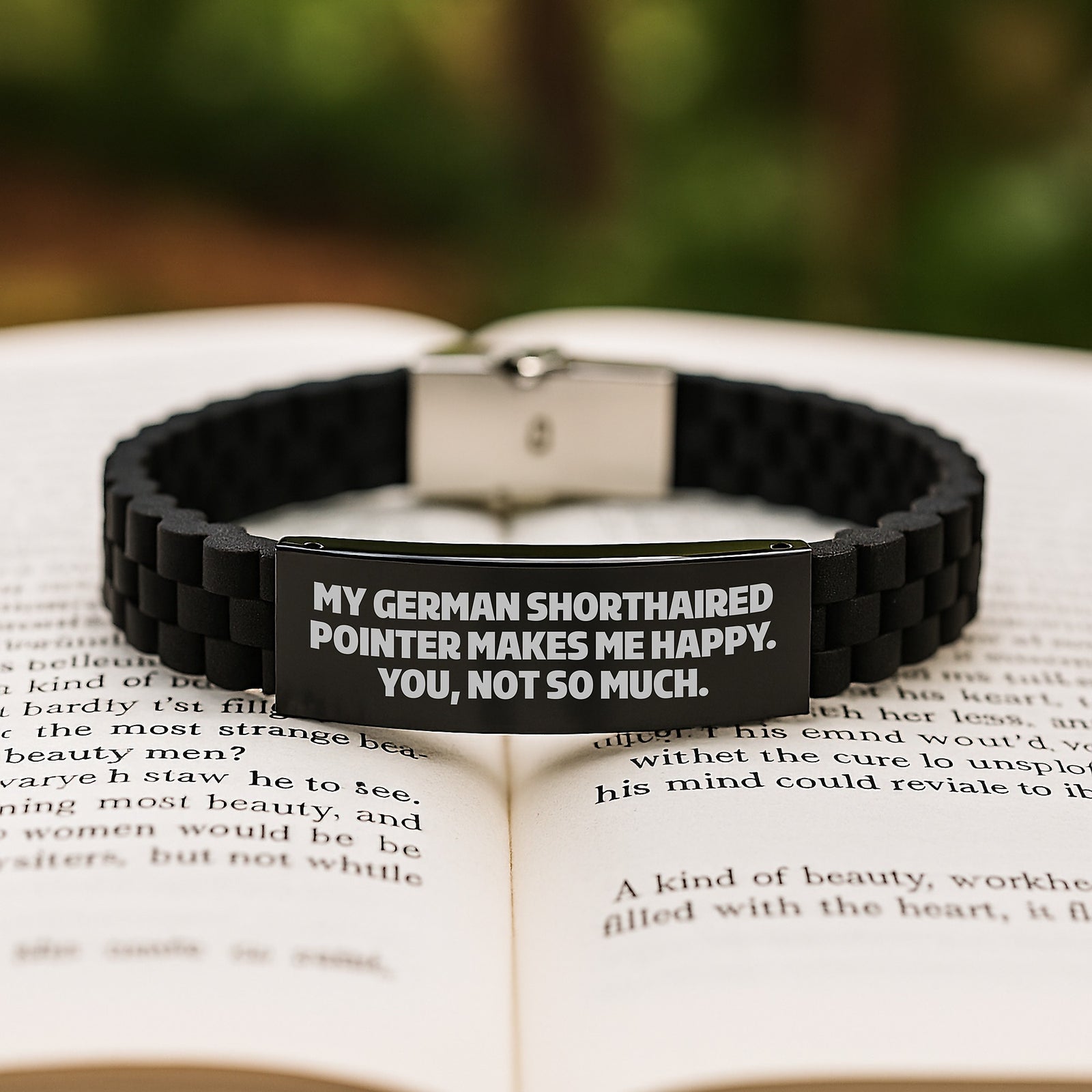 German Shorthaired Pointer Dog Lover Gifts, Funny Quote, Birthday Clasp Bracelet, Adjustable Silicone & Stainless Steel, Gifts from Friends to Family - Image 2