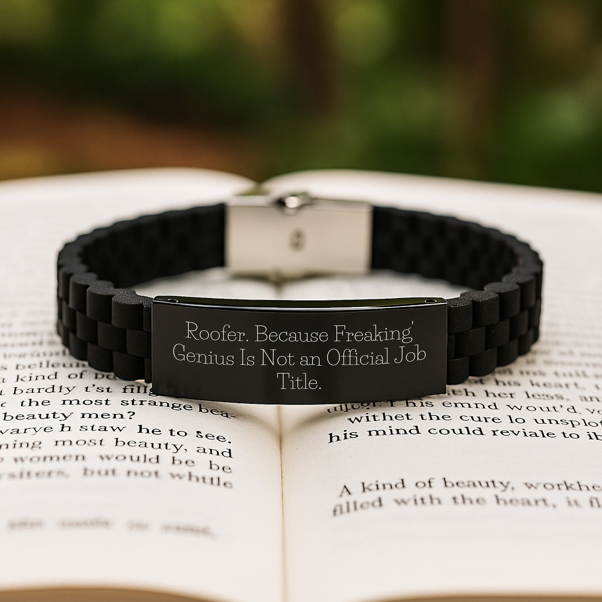 Roofer Keepsake Glidelock Bracelet for Him Black Stainless Birthday Gift - Image 2