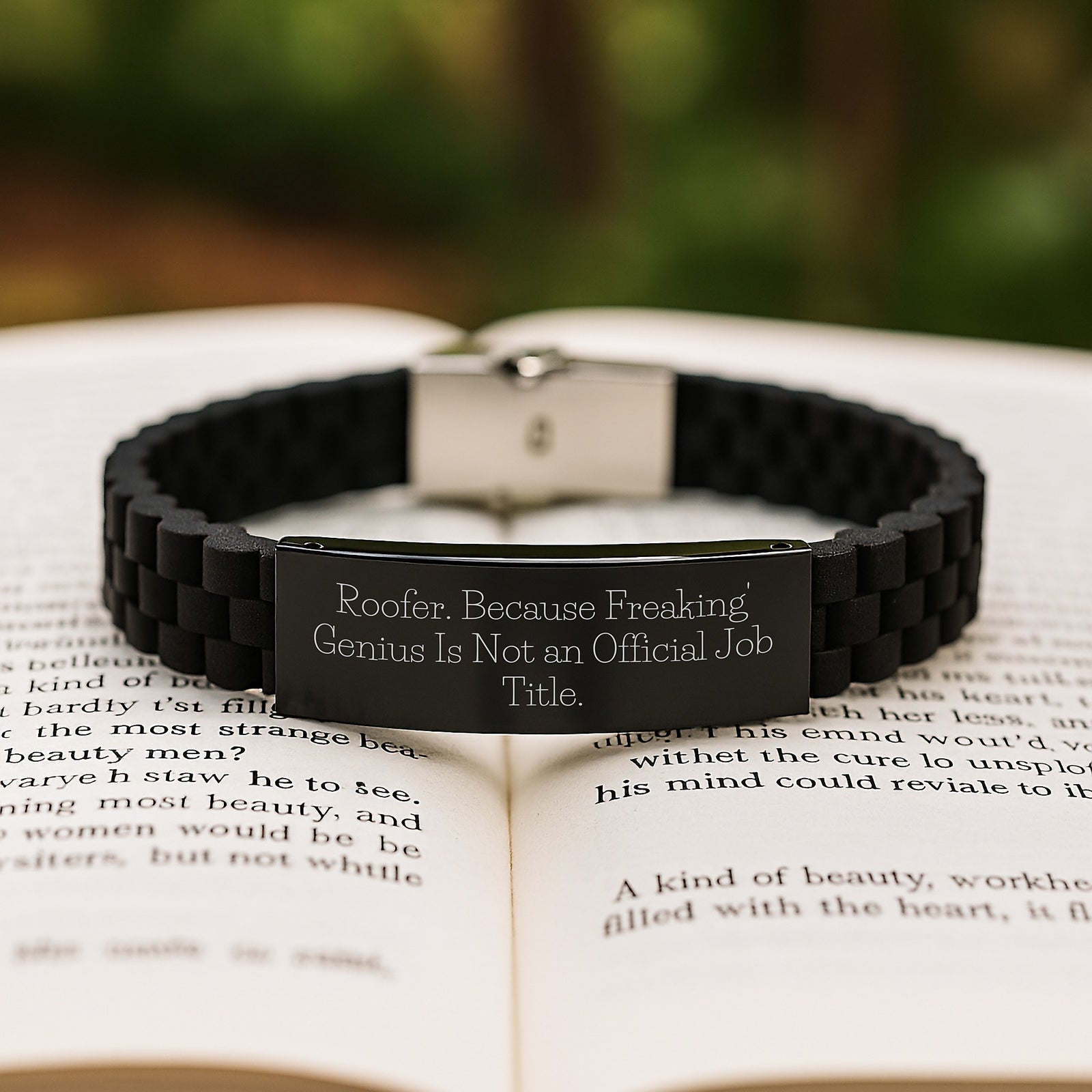 Roofer Keepsake Glidelock Bracelet for Him Black Stainless Birthday Gift - Image 2