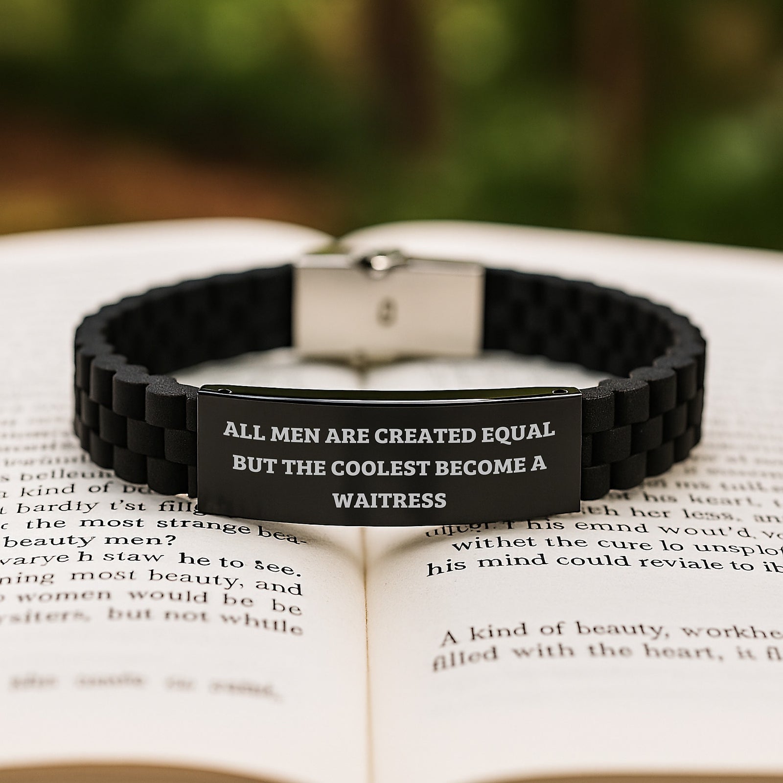 Funny Quote Waitress Gifts for Men - Glide lock Clasp Bracelet Christmas Unique - Image 2