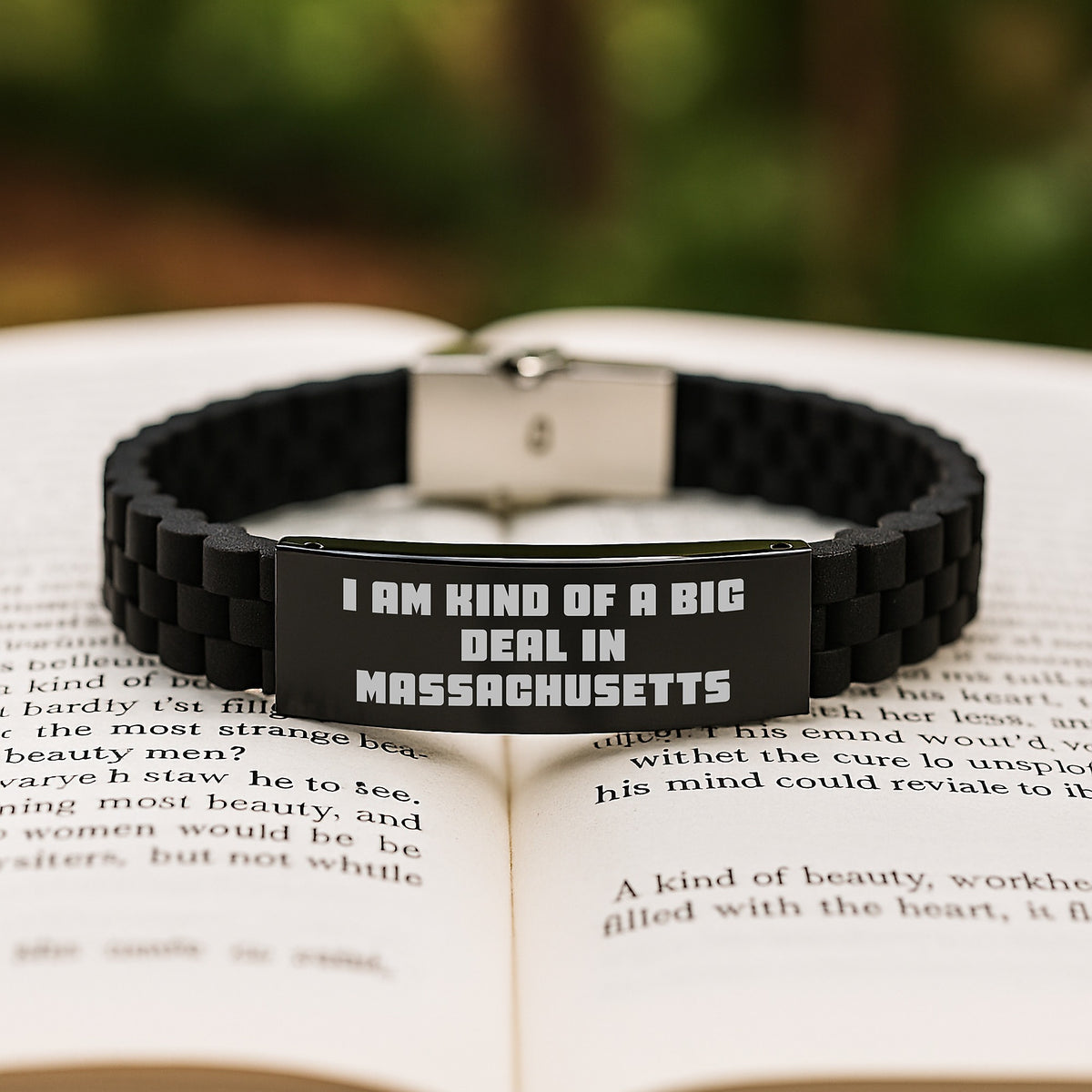 Funny Massachusetts Glide lock Clasp Bracelet - Black Color Gifts from Friends for Men in Massachusetts This Christmas - Image 2
