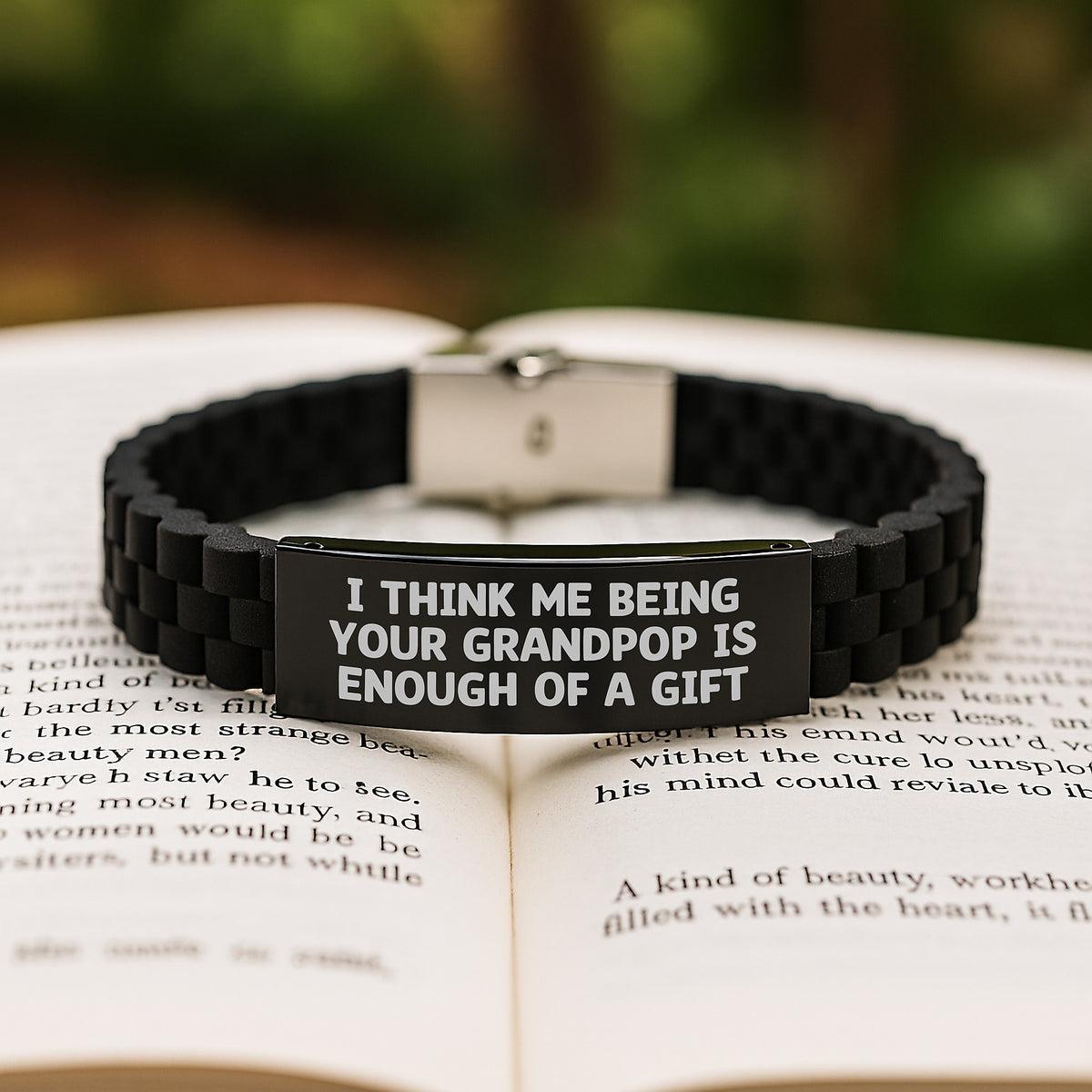 Funny Grandpop Gifts, Best Grandpop Quotes, Glide lock Clasp Bracelet for Men, Black Stainless Steel, Christmas Unique Gifts from Family - Image 2