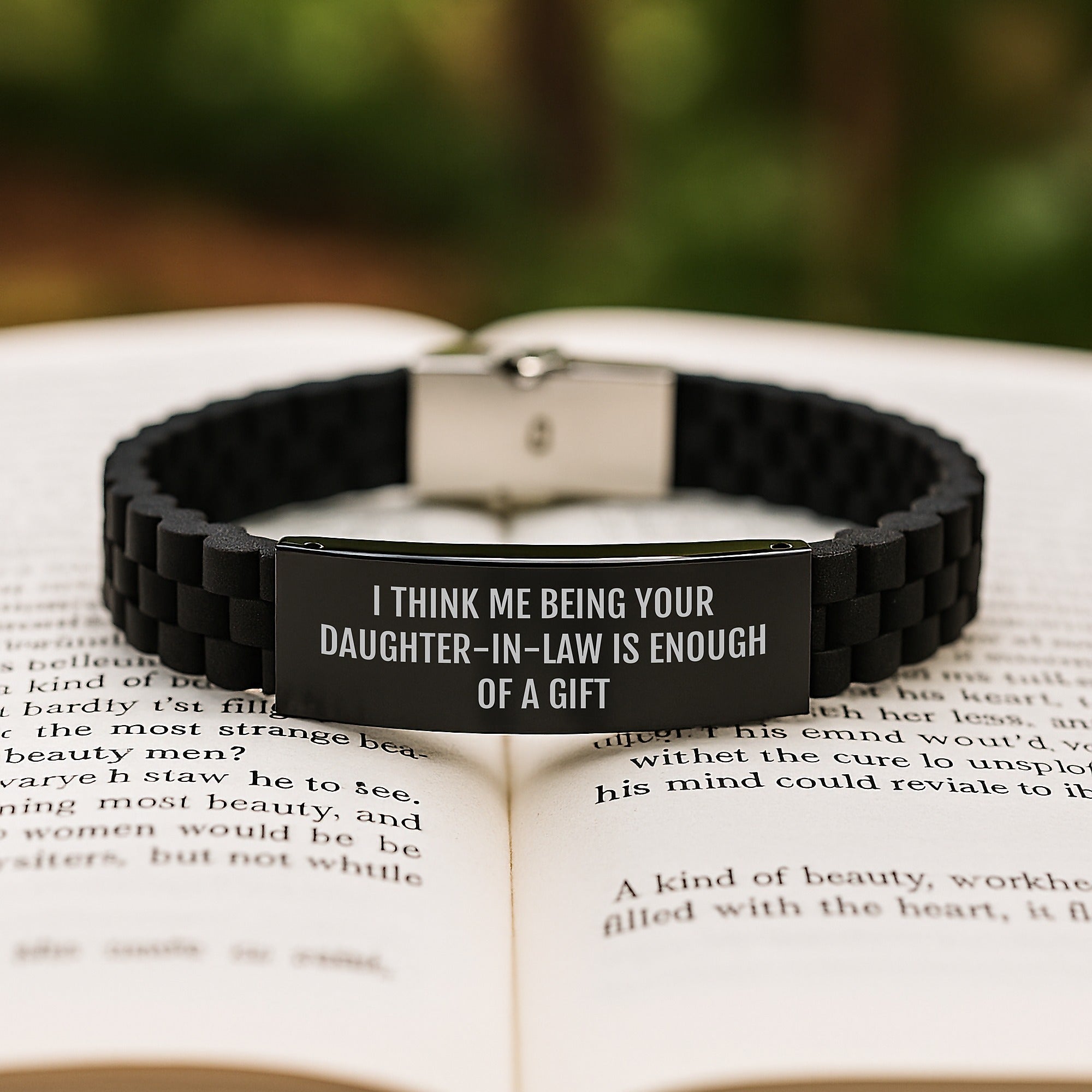 Funny Daughter-in-law Gifts from Family, Unique Glide lock Clasp Bracelet for Daughter-in-law, I Think Me Being Your Daughter-in-law Is Enough Of A Gift, Graduation Unique Gifts for Daughter-in-law - Image 2