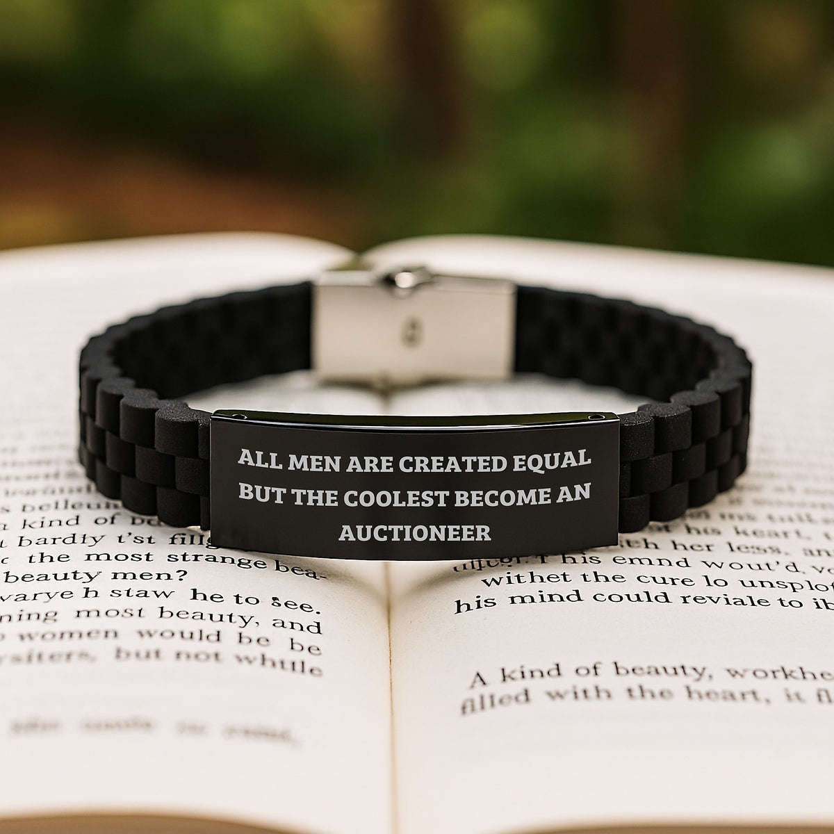 Auctioneer Gifts for Men Graduation Unique Finds from Friends - 'All Men Are Created Equal But The Coolest Become An Auctioneer' Glide lock Clasp Bracelet - Image 2