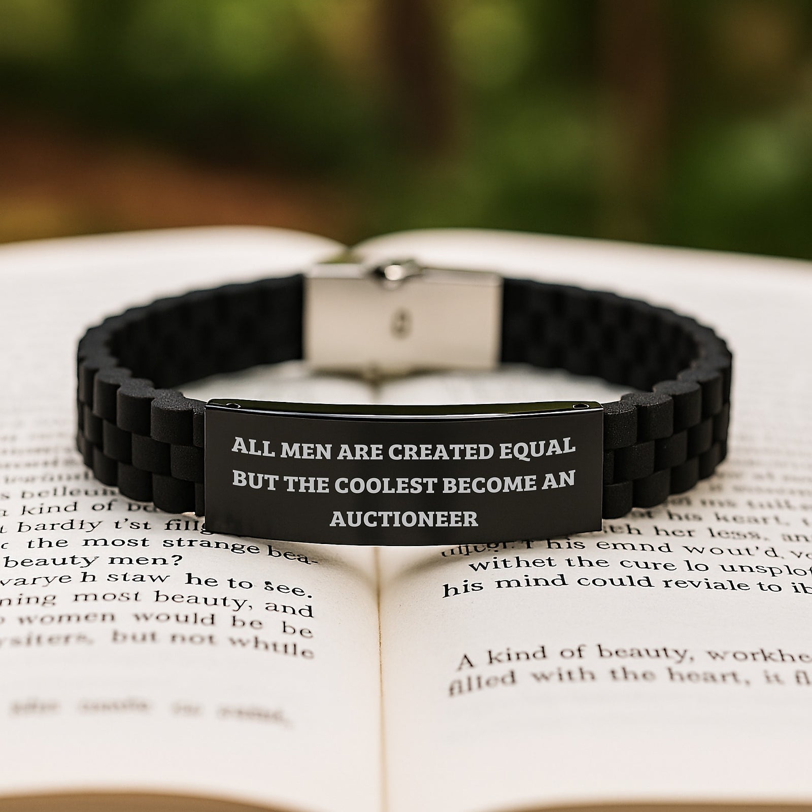 Auctioneer Gifts for Men Graduation Unique Finds from Friends - 'All Men Are Created Equal But The Coolest Become An Auctioneer' Glide lock Clasp Bracelet - Image 2