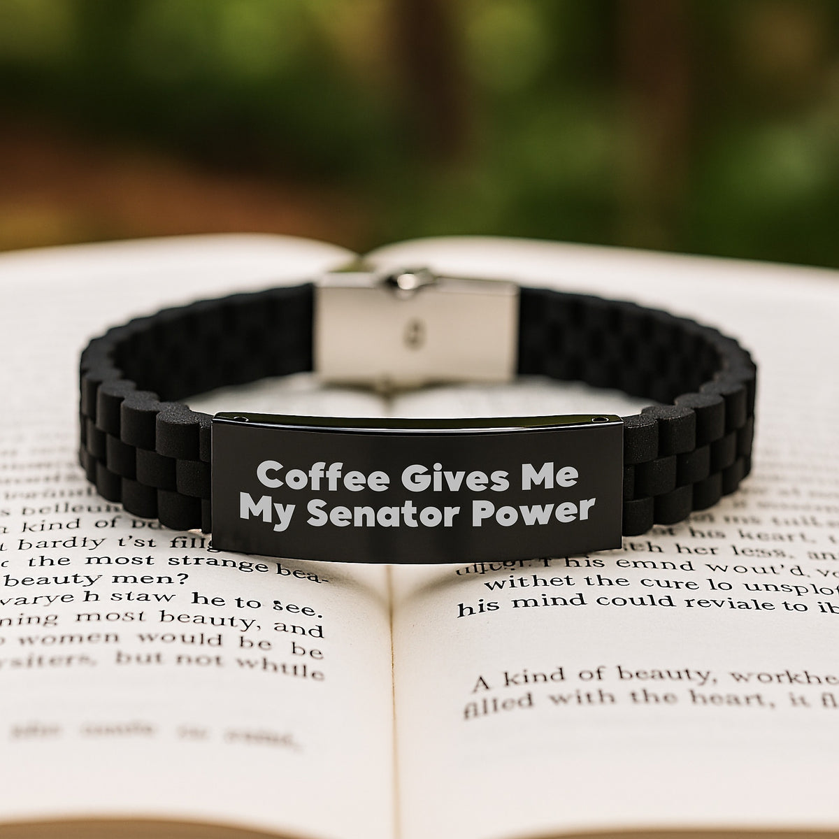 Funny Senator Quote Glide lock Clasp Bracelet Gifts from Men to Senator, Perfect Christmas Unique Gifts for Senator Friends and Family, Adjustable Silver Black Stainless Steel Silicone - Image 2