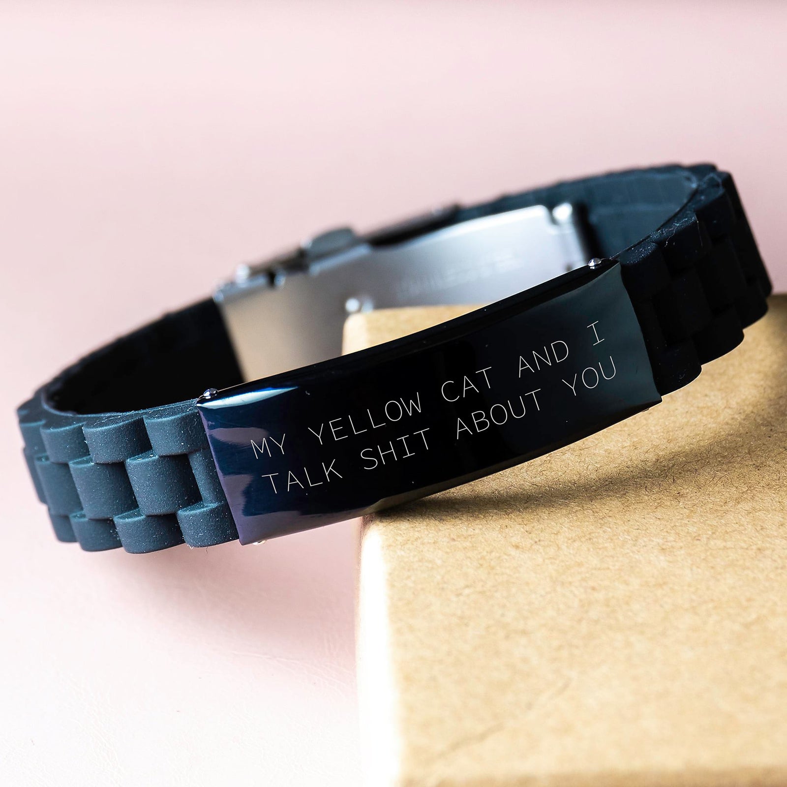 Yellow Cat Funny Quote Glide lock Clasp Bracelet Gifts for Men Friends and Family, Funny Yellow Cat Gifts from Friends Coworkers and Family - Image 3