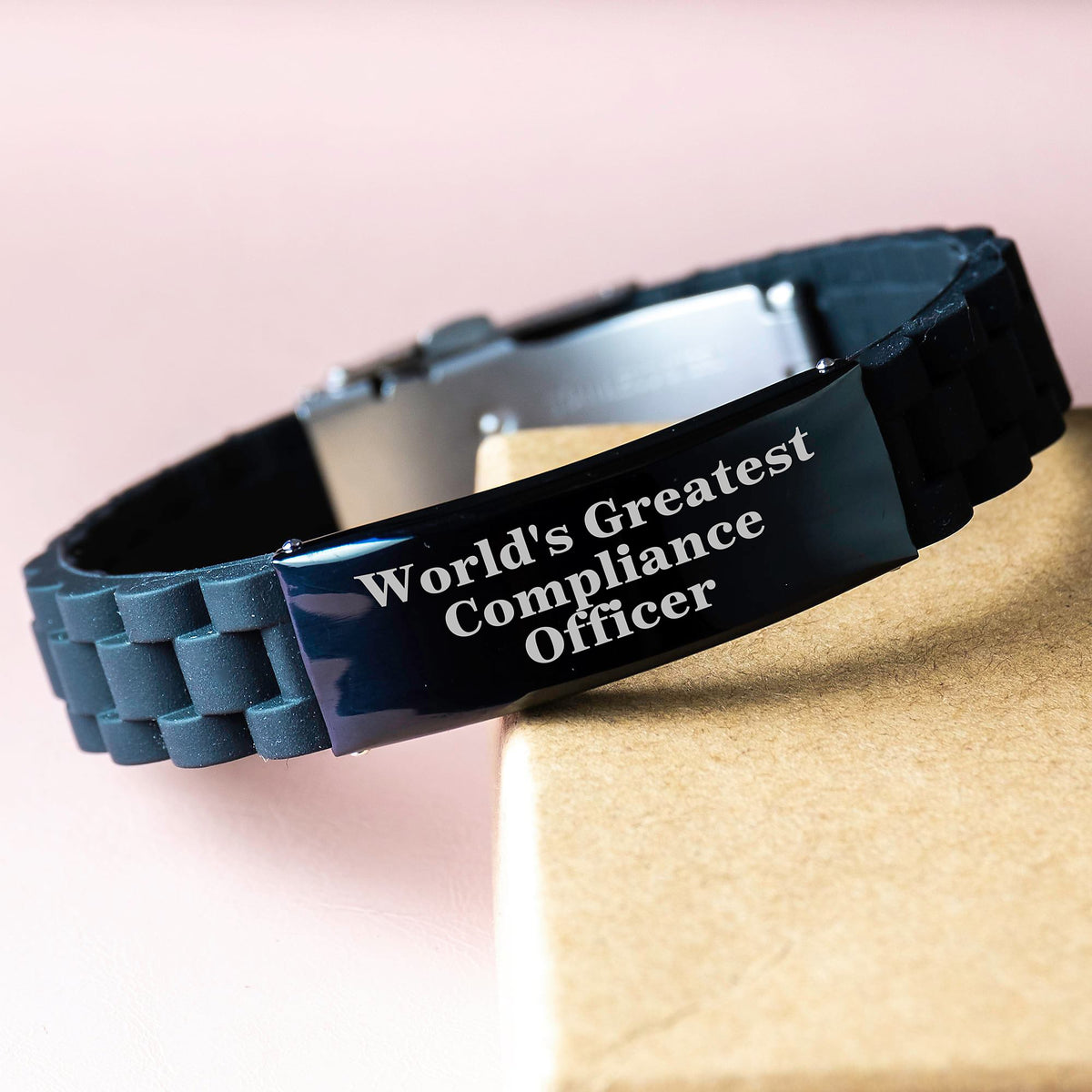 Funny Compliance Officer Gifts for Men - World's Greatest Quote Glide lock Clasp Bracelet, Birthday Unique Gifts from Friends - Image 3