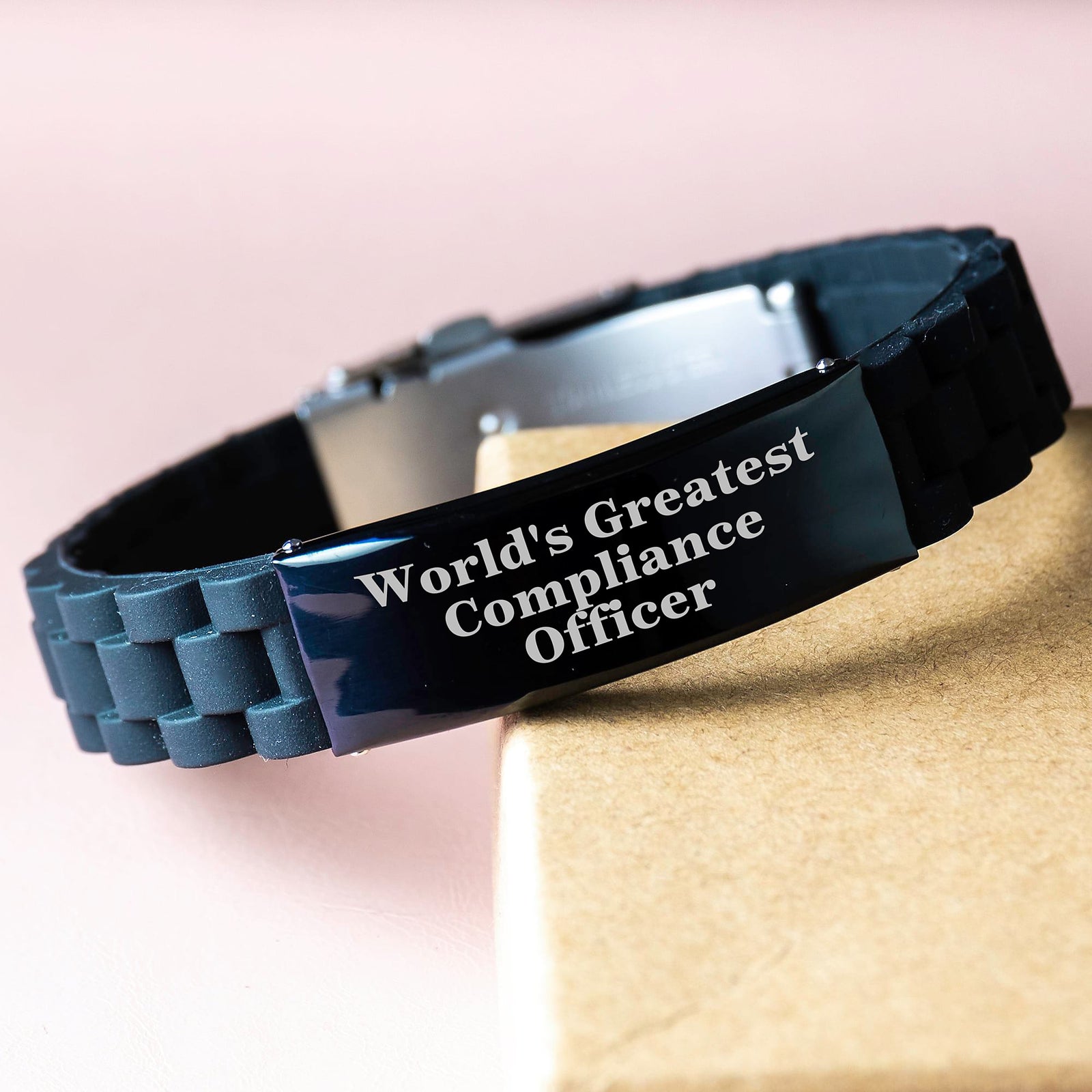 Funny Compliance Officer Gifts for Men - World's Greatest Quote Glide lock Clasp Bracelet, Birthday Unique Gifts from Friends - Image 3