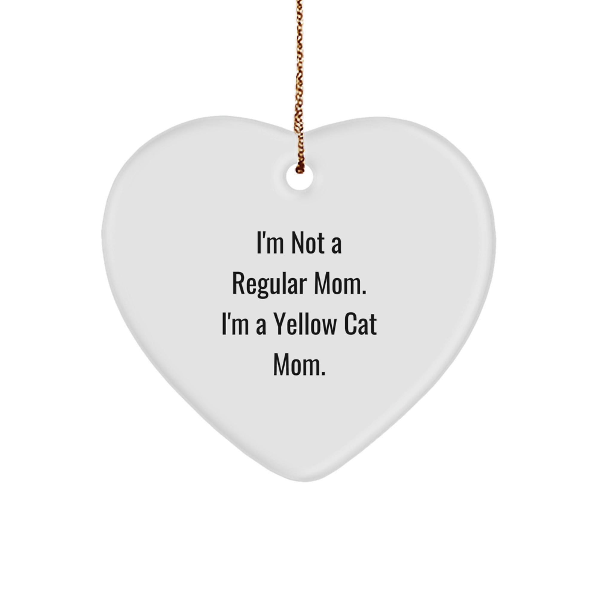 Yellow Cat Mom Funny Heart Ornament Gifts from Men to Family for Yellow Cat Lovers - Image 1