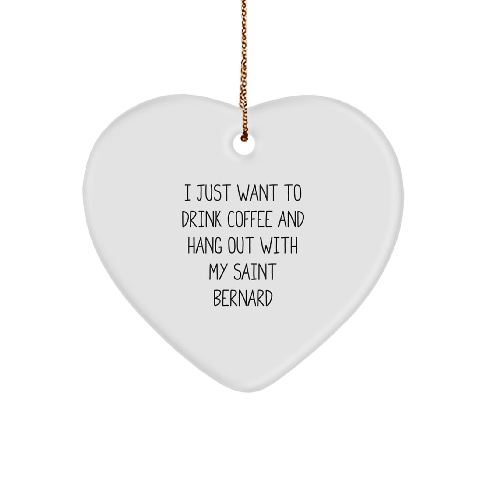 Saint Bernard Dog Heart Ornament, Funny Coffee Lover Gift, Christmas Unique Gifts from Friends to Family, Saint Bernard Dog Lovers Heart Ornament - Image 1