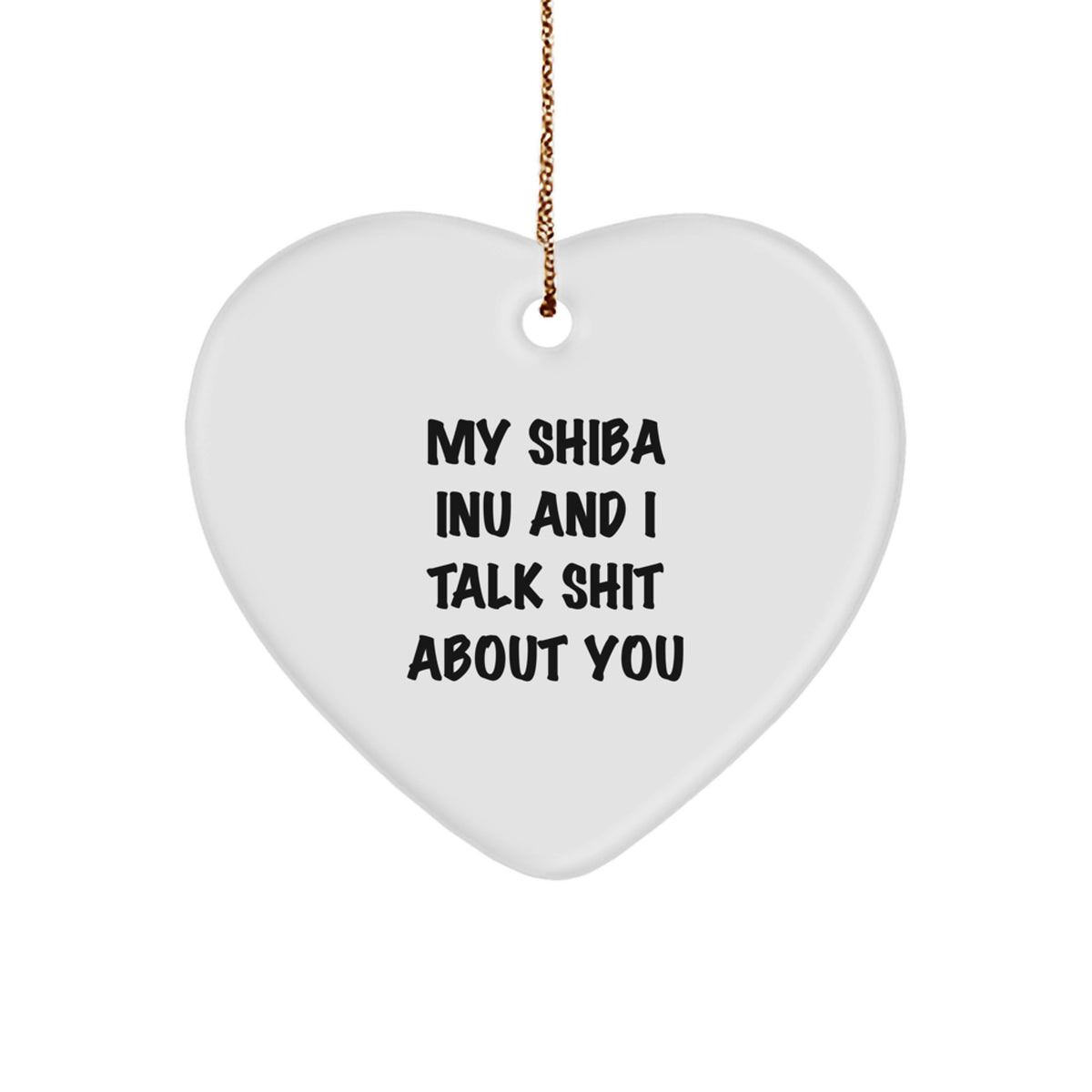 Cheeky Shiba Inu Heart Ornament for Friends Banter Christmas Gift - Image 1