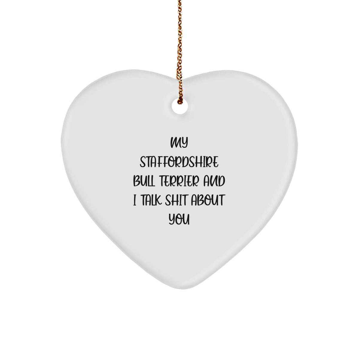 Christmas Gift for Her Staffordshire Bull Terrier Heart Ornament Present - Image 1