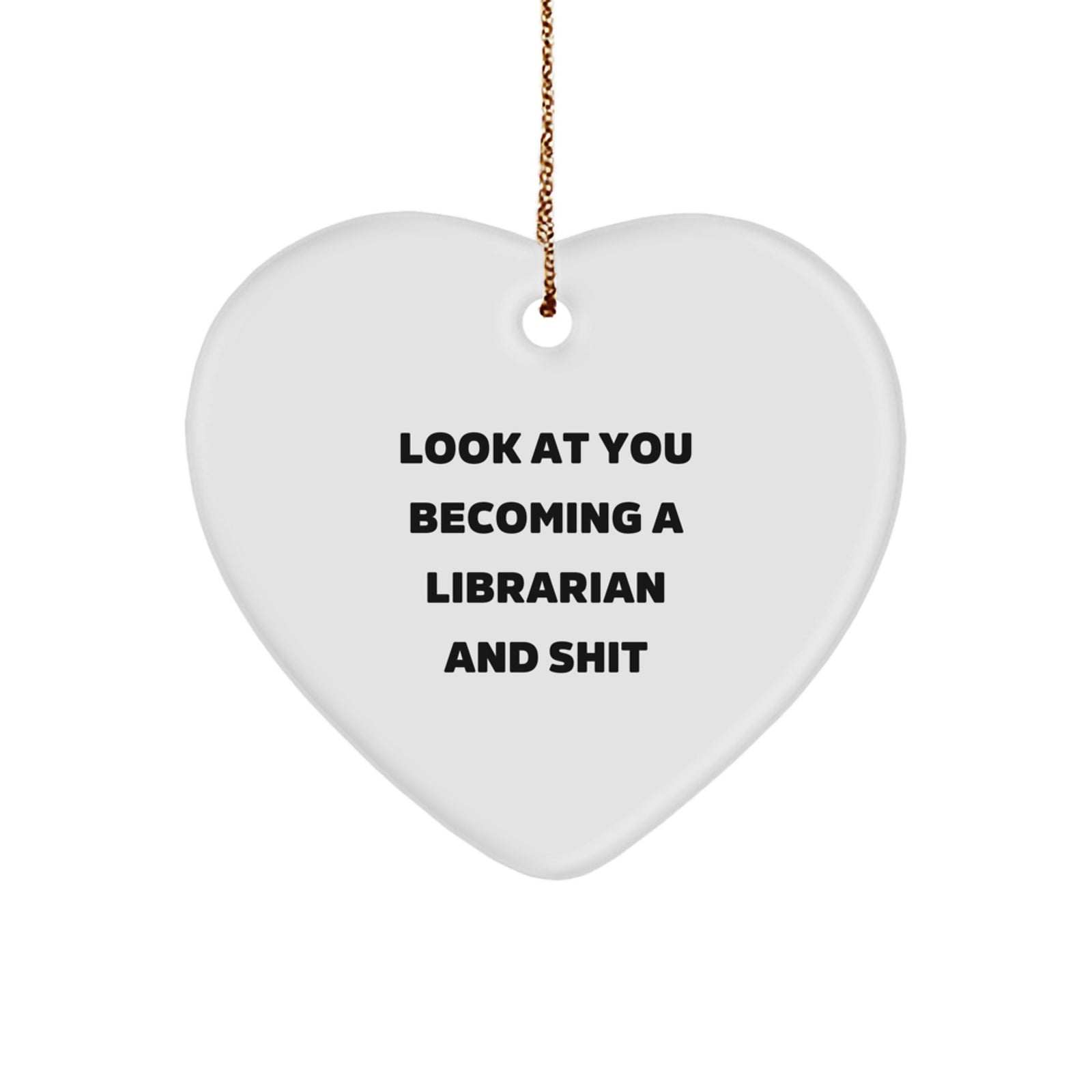 Funny Librarian Gifts for Him or Her, Heart Ornament, Christmas Unique Gifts from Family or Friends to Librarian - Image 1