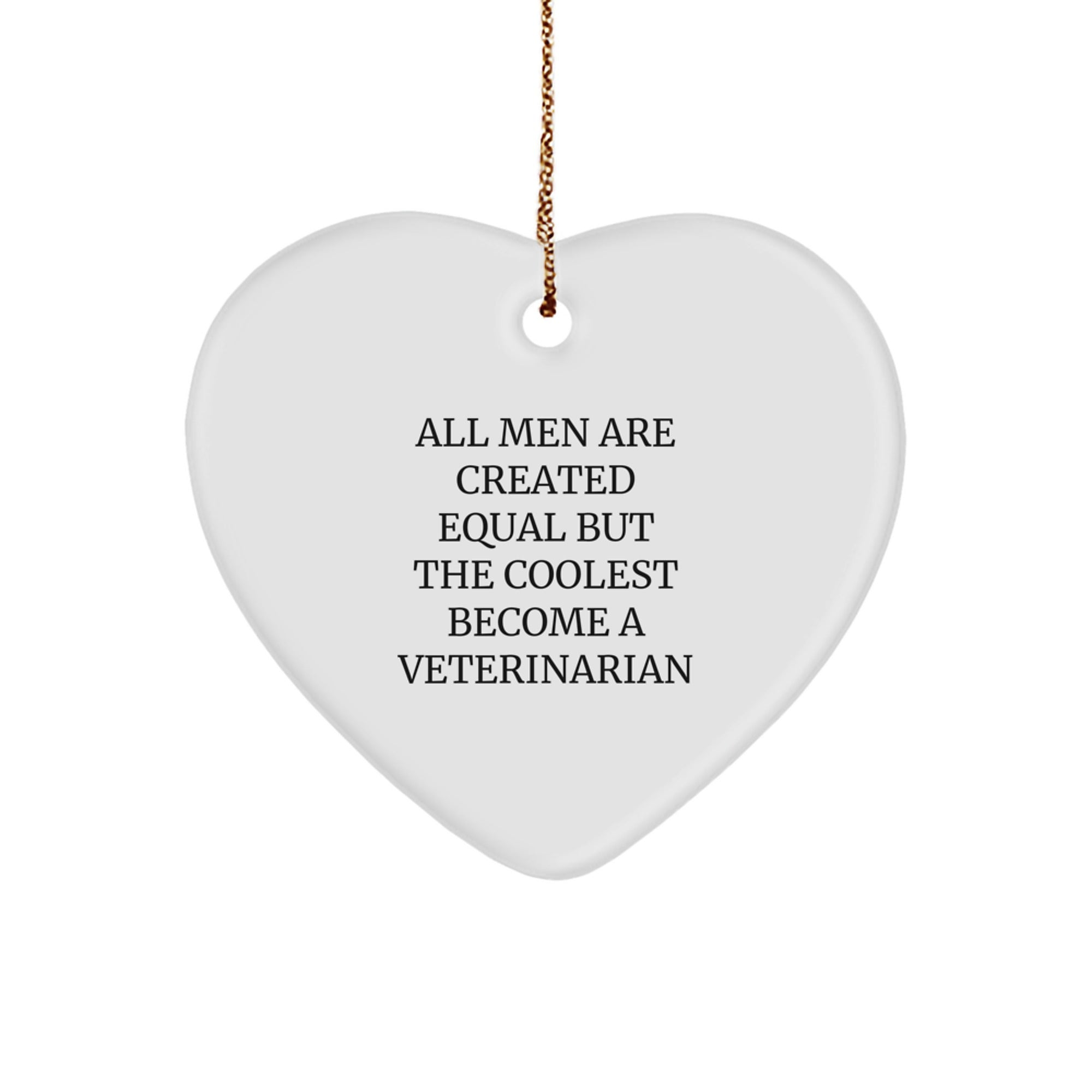 Funny Veterinarian Gifts from Men for Christmas Unique Heart Ornament - All Men Are Created Equal But The Coolest Become A Veterinarian - Image 1