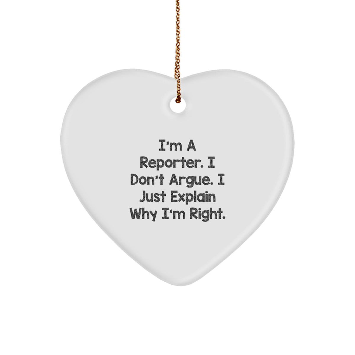 Funny Reporter Gifts, Heart Ornament for Reporter Friends, Christmas Unique Gifts by Men, Women, Coworkers, Family - Image 1