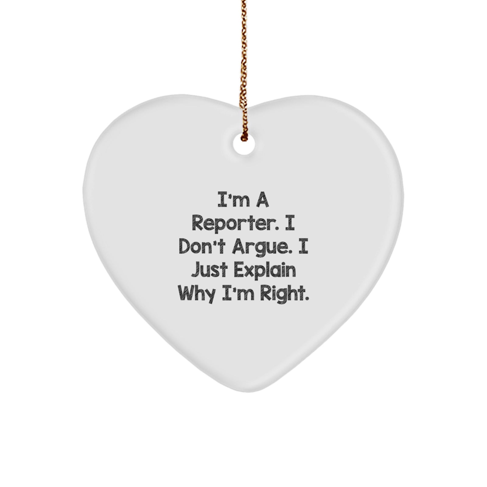 Funny Reporter Gifts, Heart Ornament for Reporter Friends, Christmas Unique Gifts by Men, Women, Coworkers, Family - Image 1