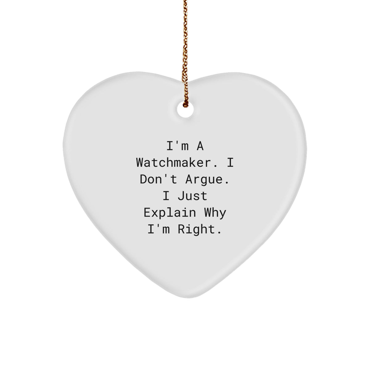 Funny Watchmaker Gifts from Men to Colleagues, Heart Ornament for Watchmaker Friends, Unique Christmas Unique Gifts for Him - Image 1