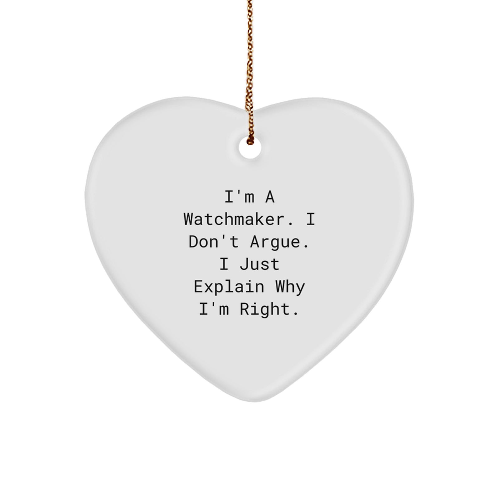 Funny Watchmaker Gifts from Men to Colleagues, Heart Ornament for Watchmaker Friends, Unique Christmas Unique Gifts for Him - Image 1