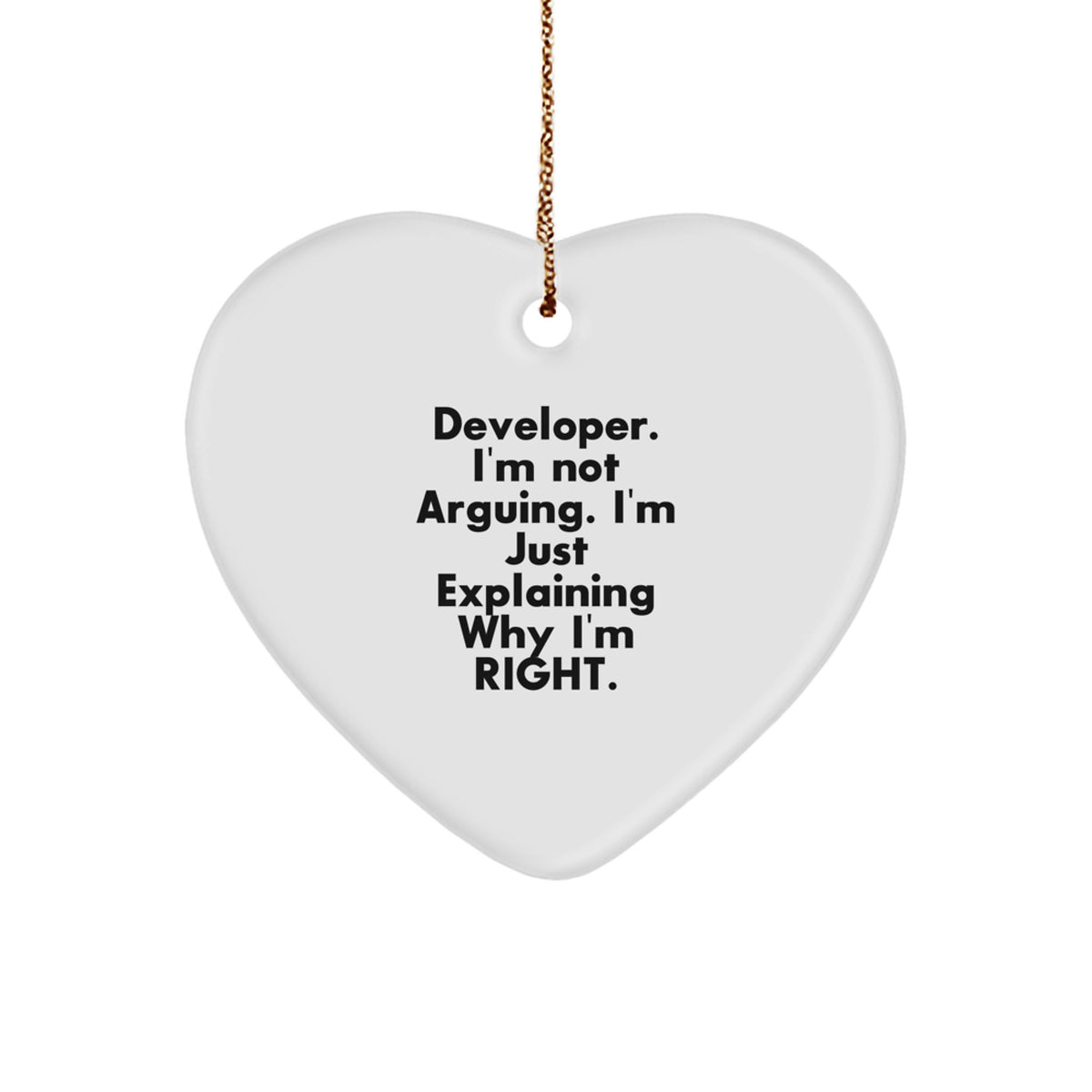 Funny Developer Gifts from Friends, Heart Ornament for Developer, Christmas Unique Gifts for Men or Women - Image 1