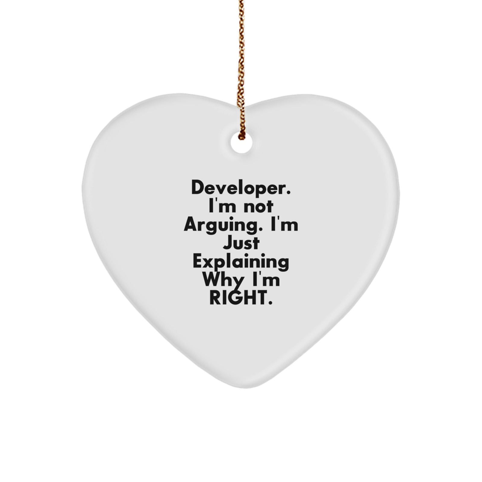 Funny Developer Gifts from Friends, Heart Ornament for Developer, Christmas Unique Gifts for Men or Women - Image 1