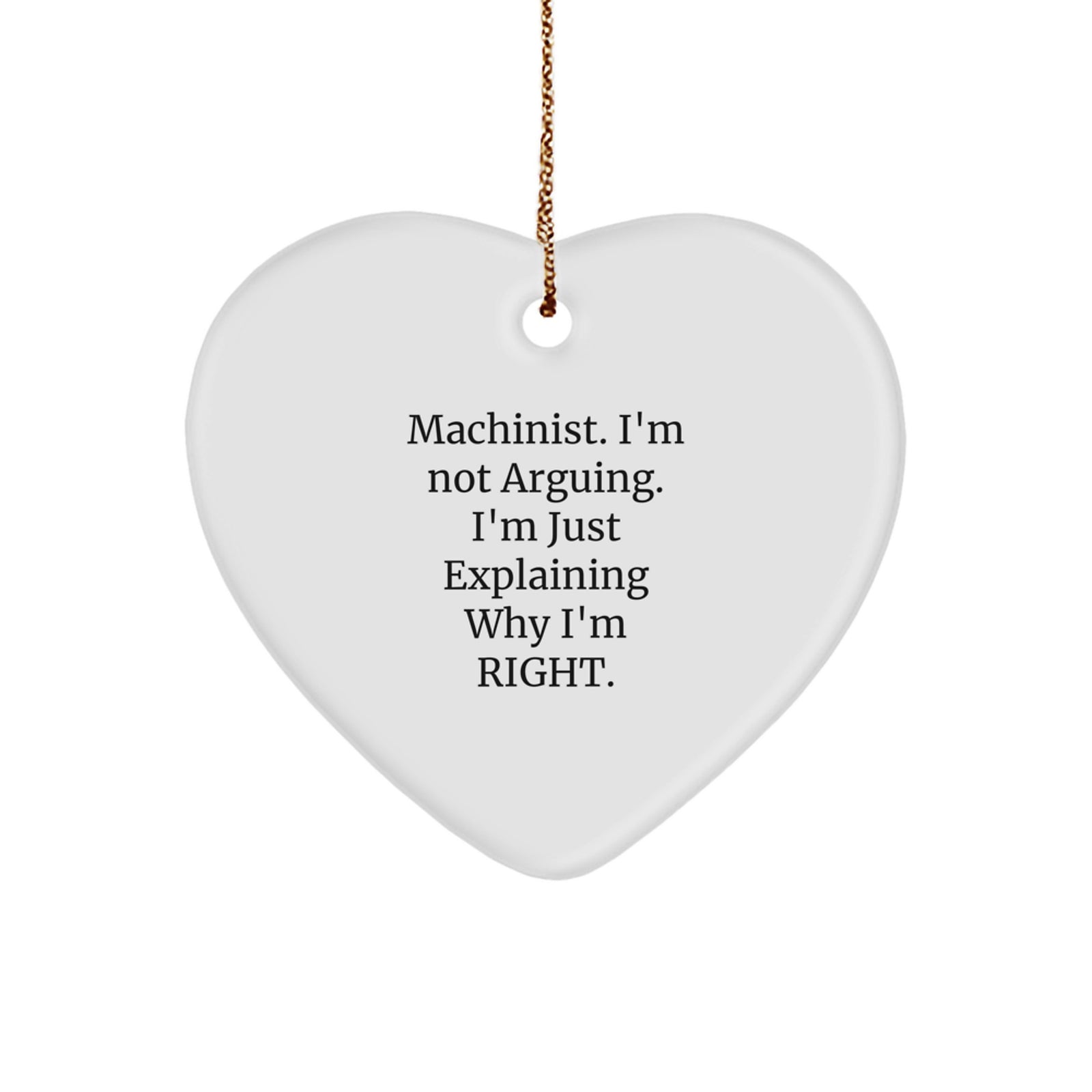 Funny Machinist Heart Ornament Gifts from Friends for Christmas, Machinist Unique Gifts for Men, Heart Shaped Christmas Unique Gifts - Image 1