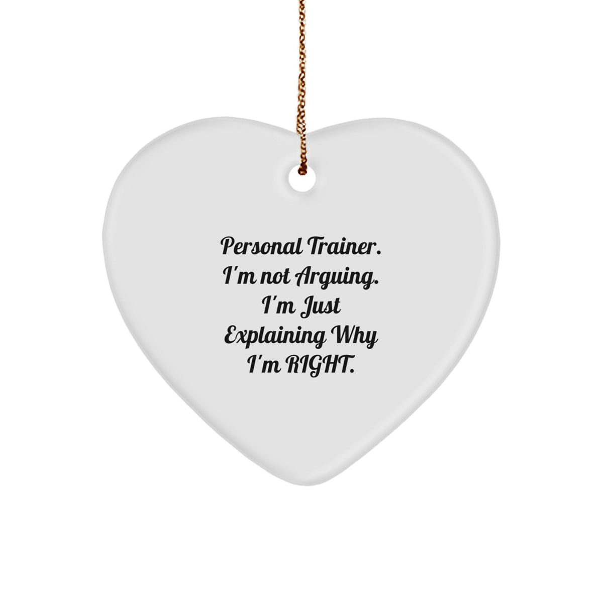 Funny Personal Trainer Gifts for Men, Heart Ornament with Inspirational Quote, Christmas Unique Gifts from Friends to Personal Trainers - Image 1