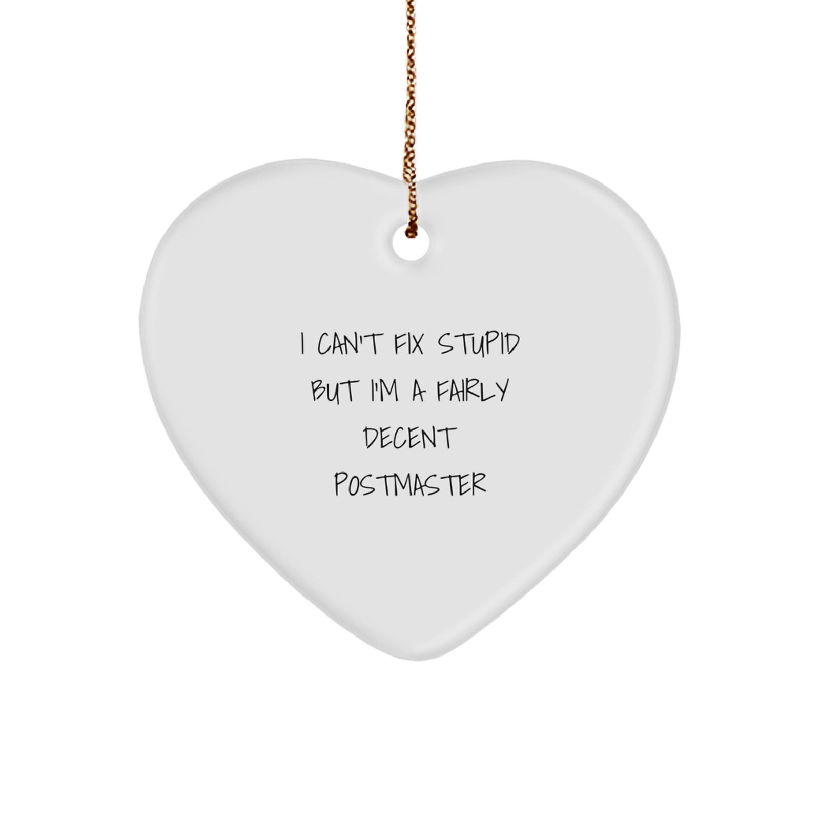 Funny Postmaster Gifts from Friends - Heart Ornament for Christmas Unique Gifts for Postmaster Man - Image 1