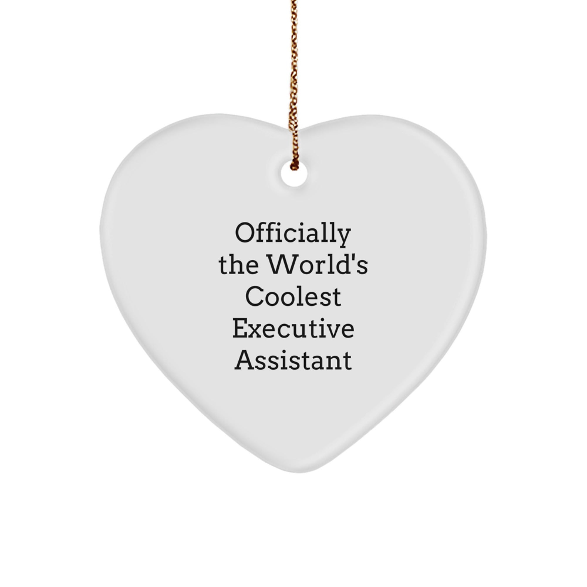 Funny Executive Assistant Gifts, 'Officially The World's Coolest Executive Assistant' Heart Ornament for Men, Women, Coworkers, Friends, Family, Christmas Unique Gifts from Loved Ones - Image 1