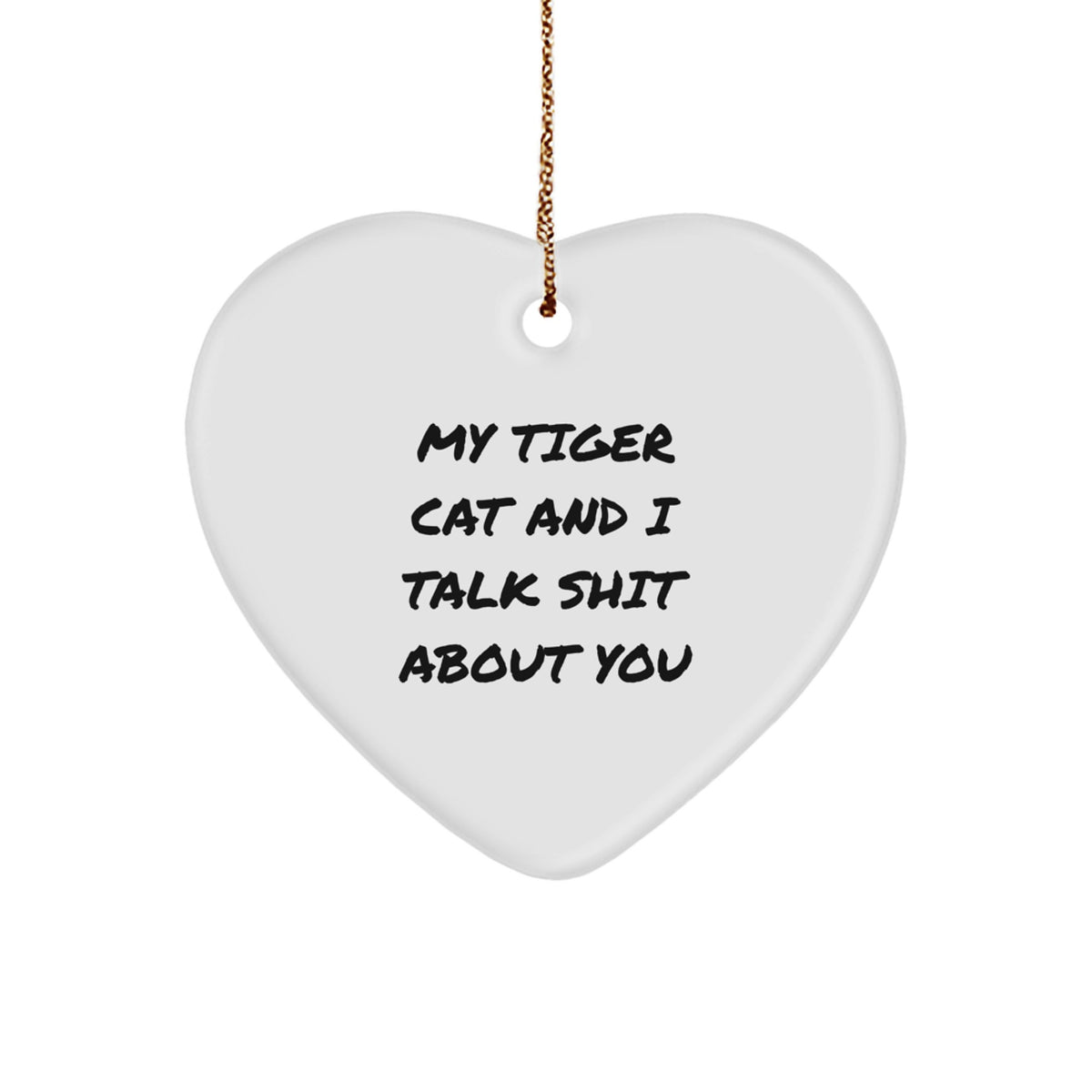 Funny Tiger Cat Heart Ornament Gifts from Friends for Tiger Cat Lovers at Christmas - Image 1