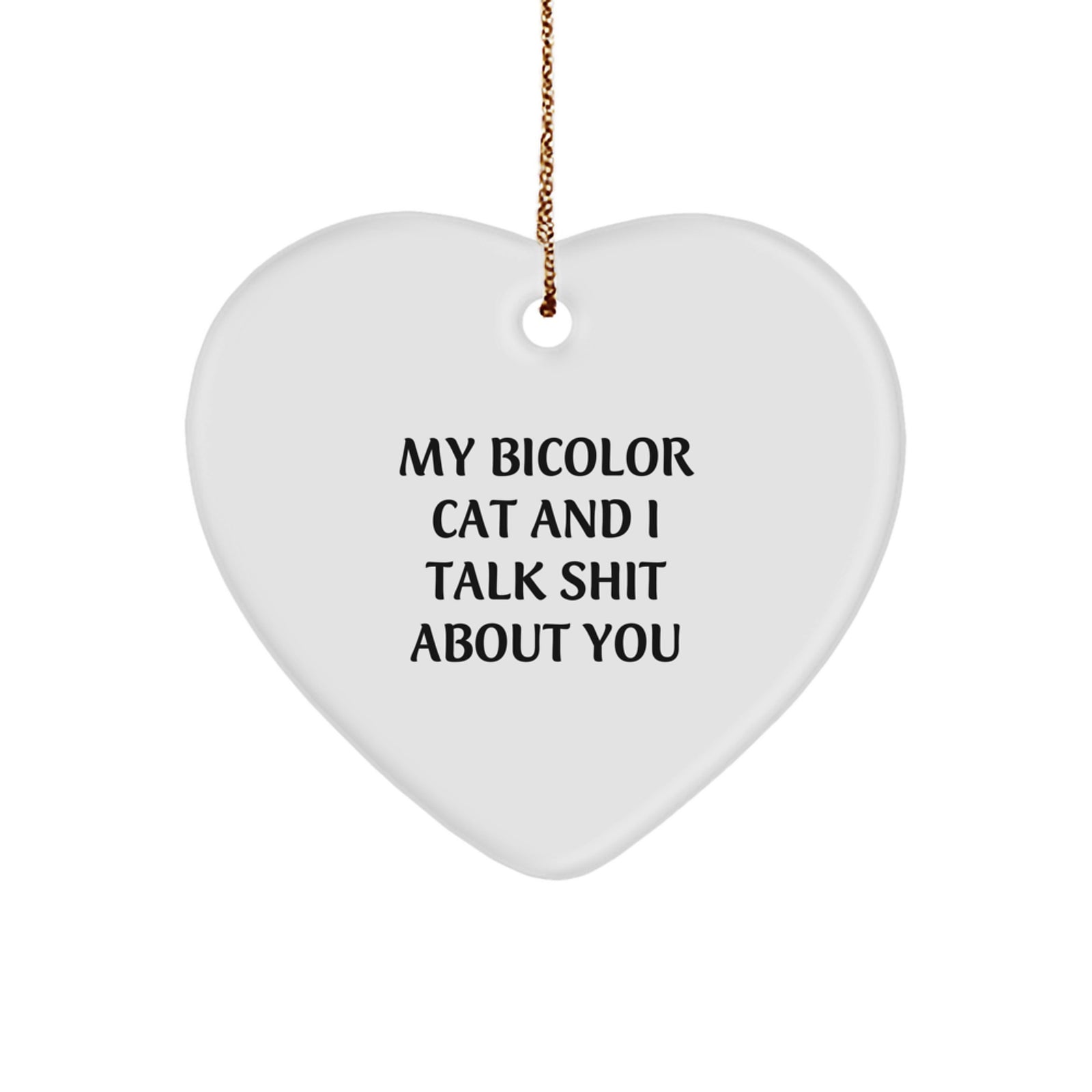 Funny Bicolor Cat Heart Ornament Gifts for Men Women Friends Family Christmas Unique - Image 1