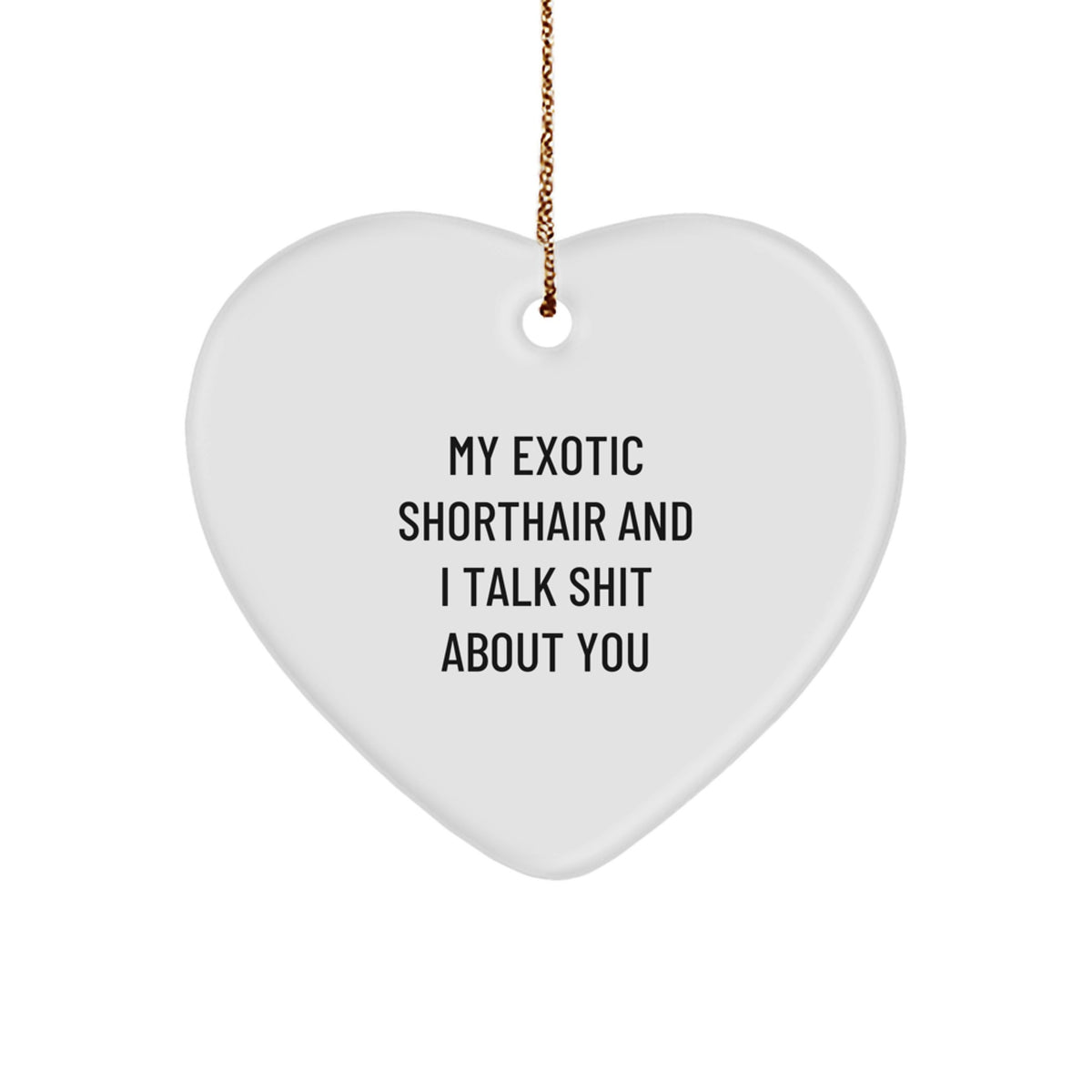 Funny Exotic Shorthair Cat Lover Gifts, Heart Ornament for Christmas Unique Presents from Friends to Family, 'My Exotic Shorthair And I Talk Shit About You' - Image 1